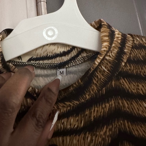 Turtle Neck Midi Length Animal Print Dress - Picture 3 of 3